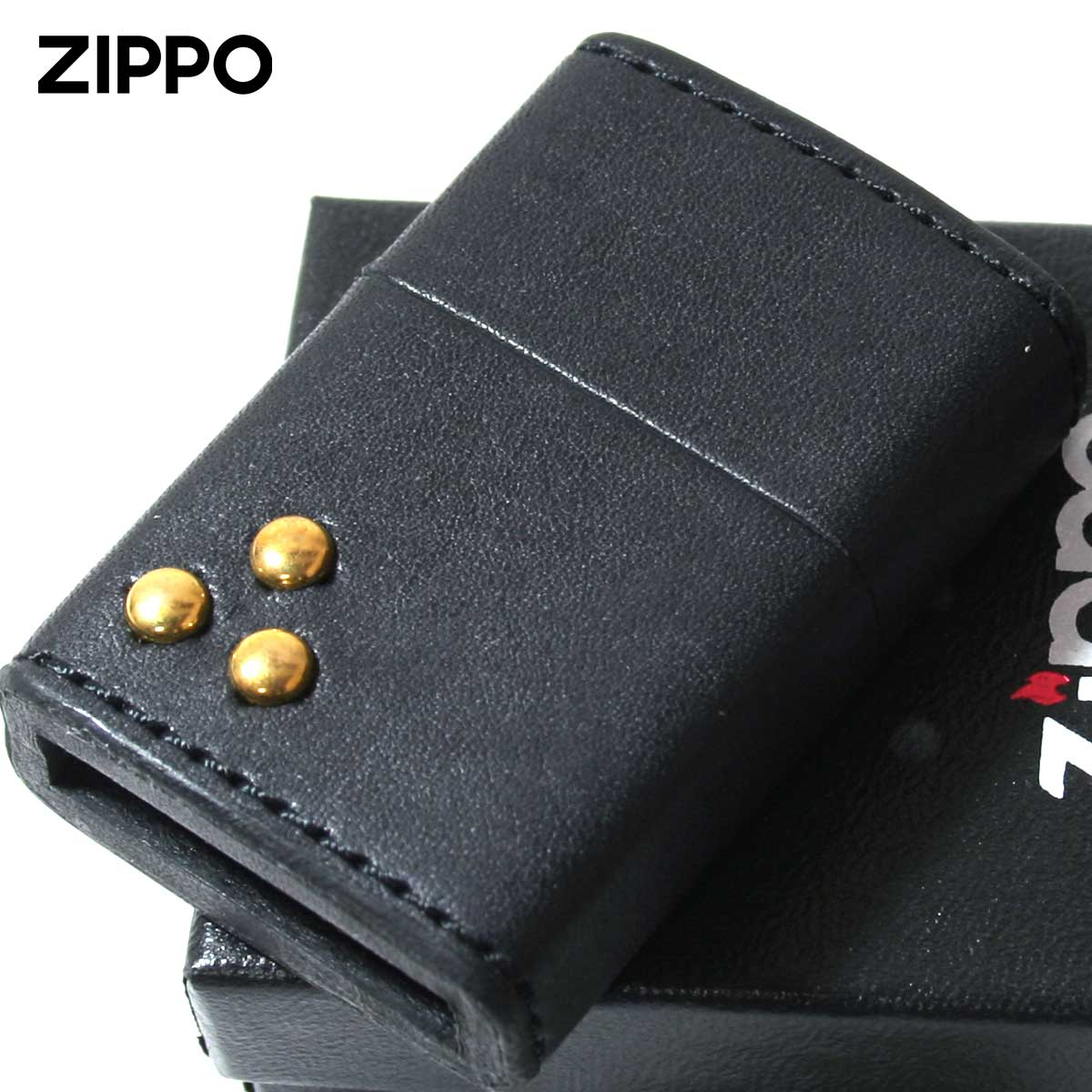 Zippo ジッポー 革巻き レザー ワークス カオス Leather Works CHAOS LWC Z スリードットスタッズ