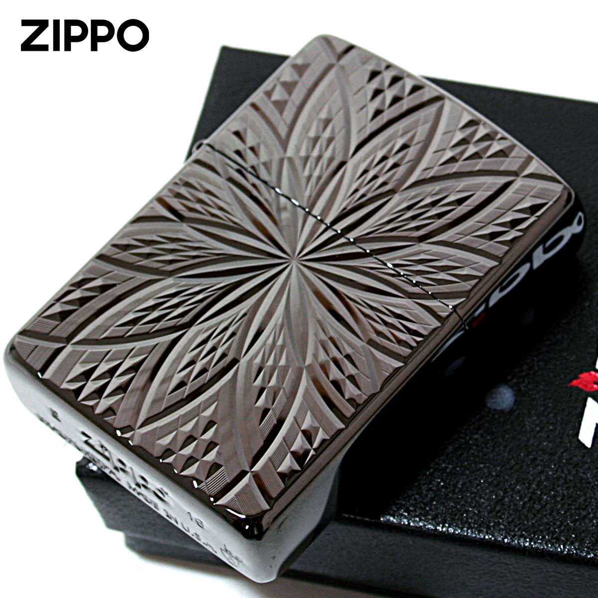 Zippo ジッポー アーマー ダイヤモンドカット ブラック 両面加工 ARMOR Diamond Cut BLOOM2 B