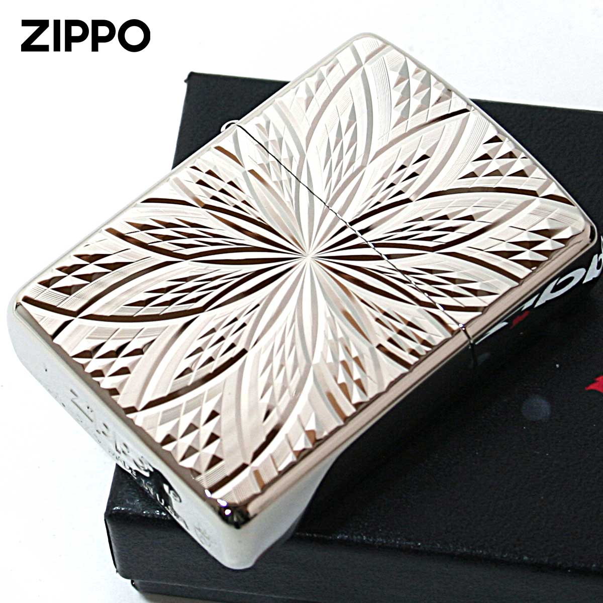 Zippo ジッポー アーマー ダイヤモンドカット ホワイトニッケル 両面加工 ARMOR Diamond Cut BLOOM2 C