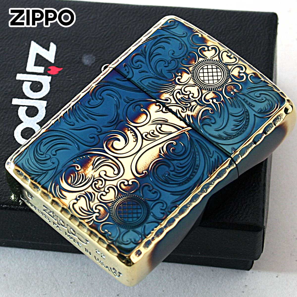 Zippo ジッポー アーマー 花柄 アンテーク ブラスいぶし ARMOR Antique Floral C