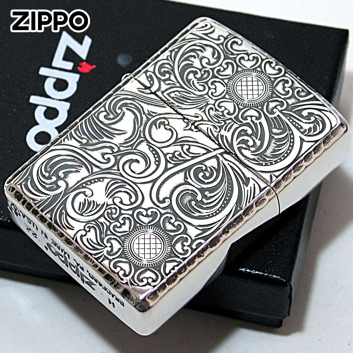 Zippo ジッポー アーマー 花柄 アンテーク シルバーイブシ ARMOR Antique Floral D