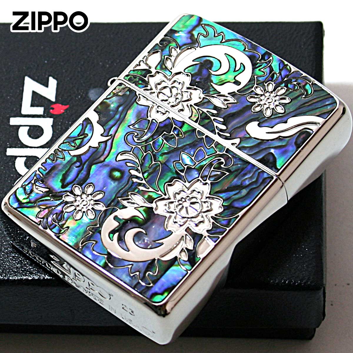 Zippo ジッポー 訳あり アーマー シェル モザイクシェル ARMOR Mosaic Shell Diano Silver B