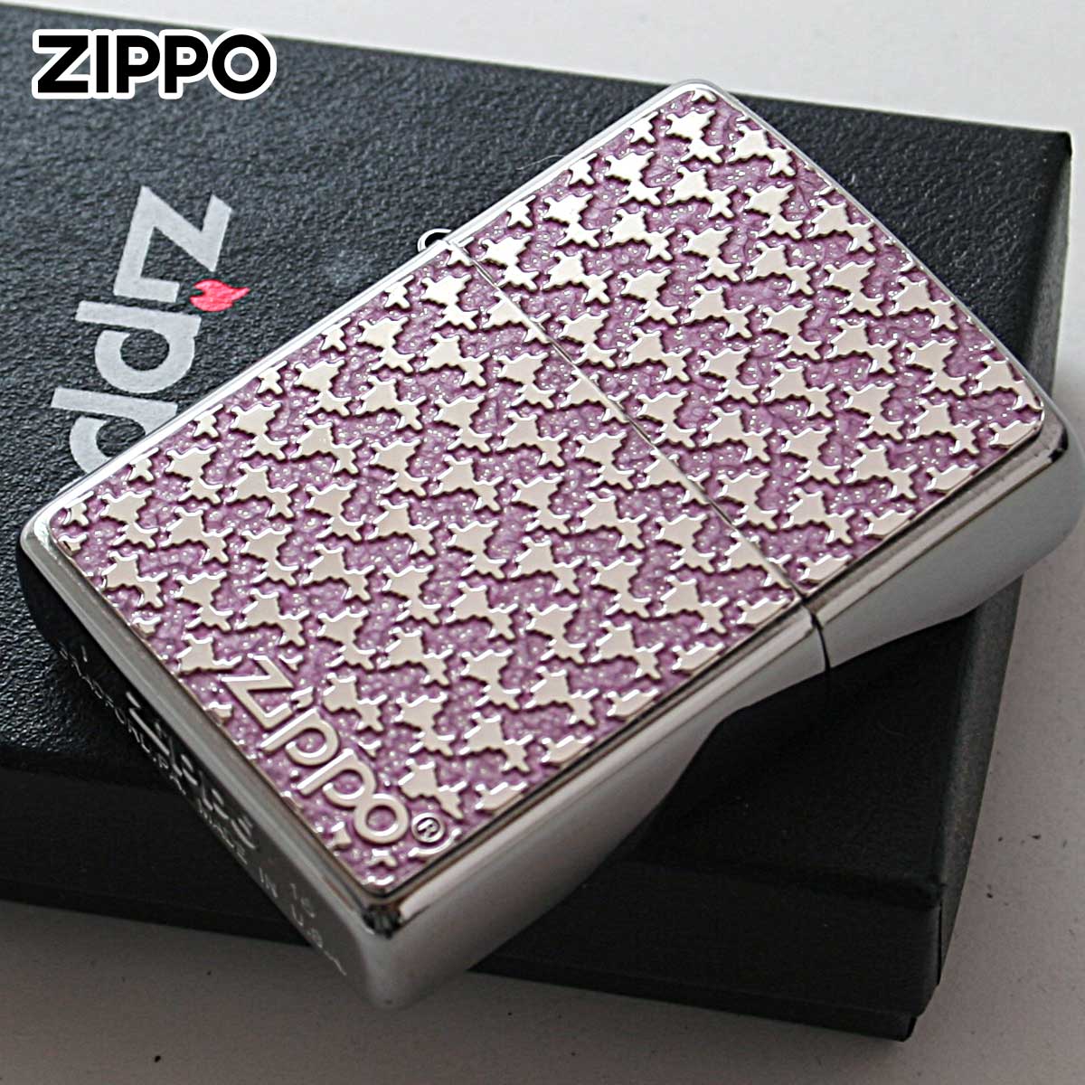 Zippo ジッポー パターン柄 ピンク #200 メタルプレート 両面加工 ニッケルメッキ 2MPP-Pattern PK メール便可