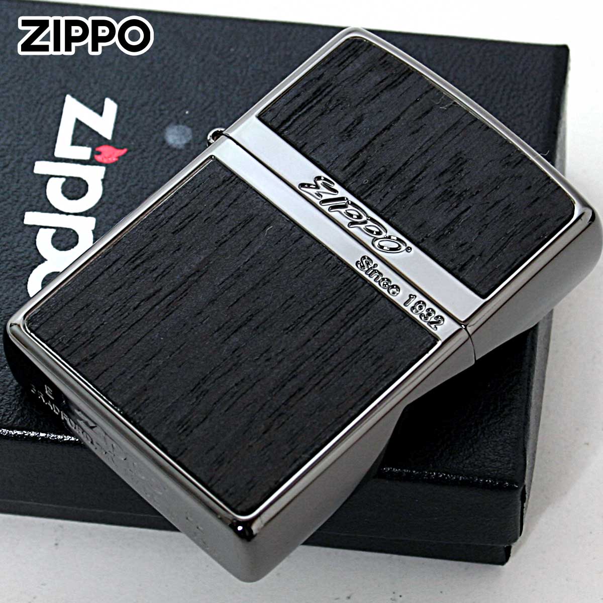 Zippo ジッポー ウッド 木目 木 ネオブラック 両面加工 Wood Series Neo Black NB-Wood ダーク 黒檀