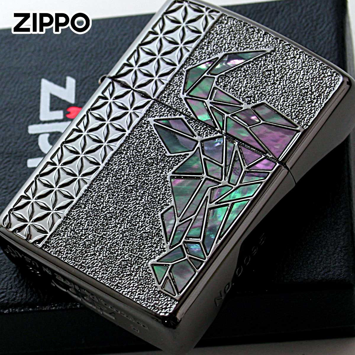 Zippo ジッポー アーマー ブル 牛 シェル 貝 インレイ 象嵌 ネオブラック ARMOR BULL 雄牛 Neo Black NB BK