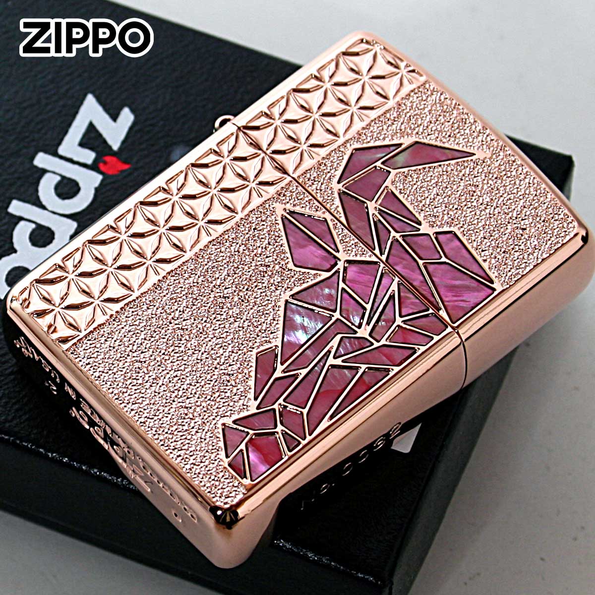 Zippo ジッポー アーマー ブル 牛 シェル 貝 インレイ 象嵌 ローズピンク ARMOR BULL 雄牛 Rose Pink RP RD
