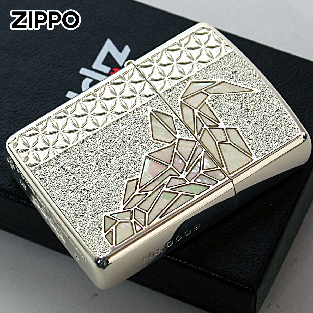 Zippo ジッポー アーマー ブル 牛 シェル 貝 インレイ 象嵌 銀メッキ ARMOR BULL 雄牛 Silver Plate SV WH