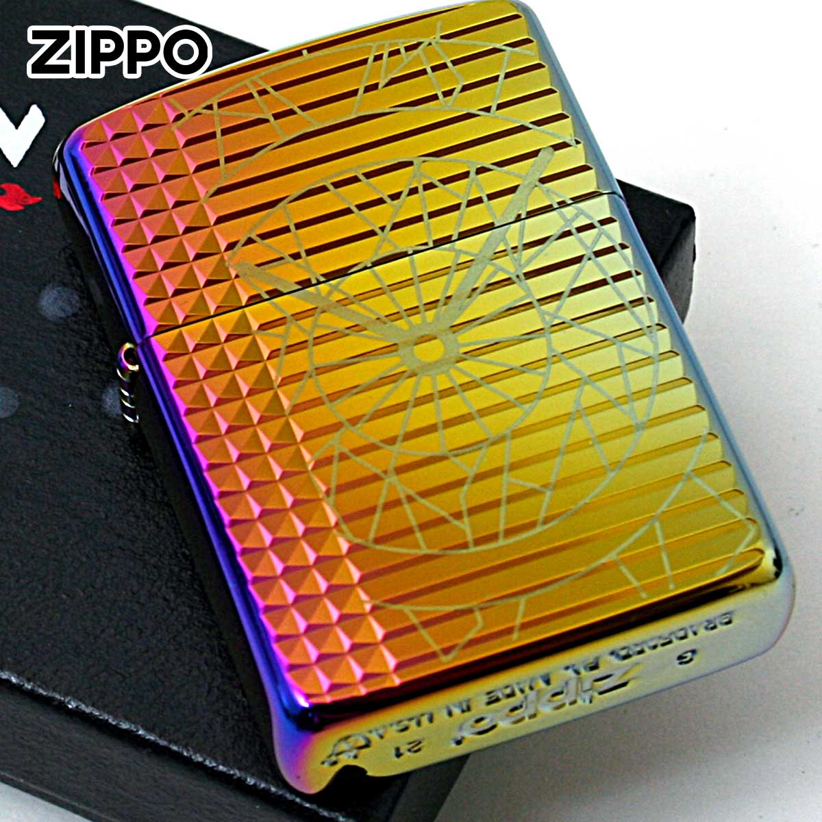 Zippo ジッポー アーマー ポリゴン クロック 時計 チタニュームコーティング レインボー Armor Polygon Clock TC-R メール便可