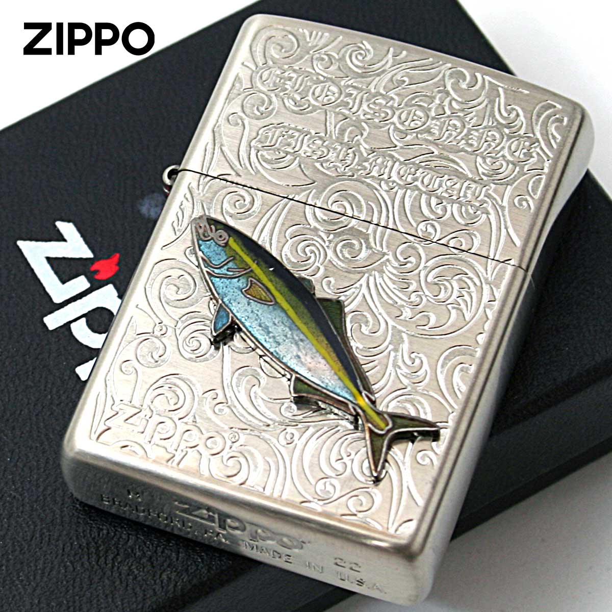 Zippo ジッポー 鰤 ブリ ヴィンテージ 七宝メタル 海水魚 Vintage Cloisonne fish metal Salt Water Fish AN-ブリ