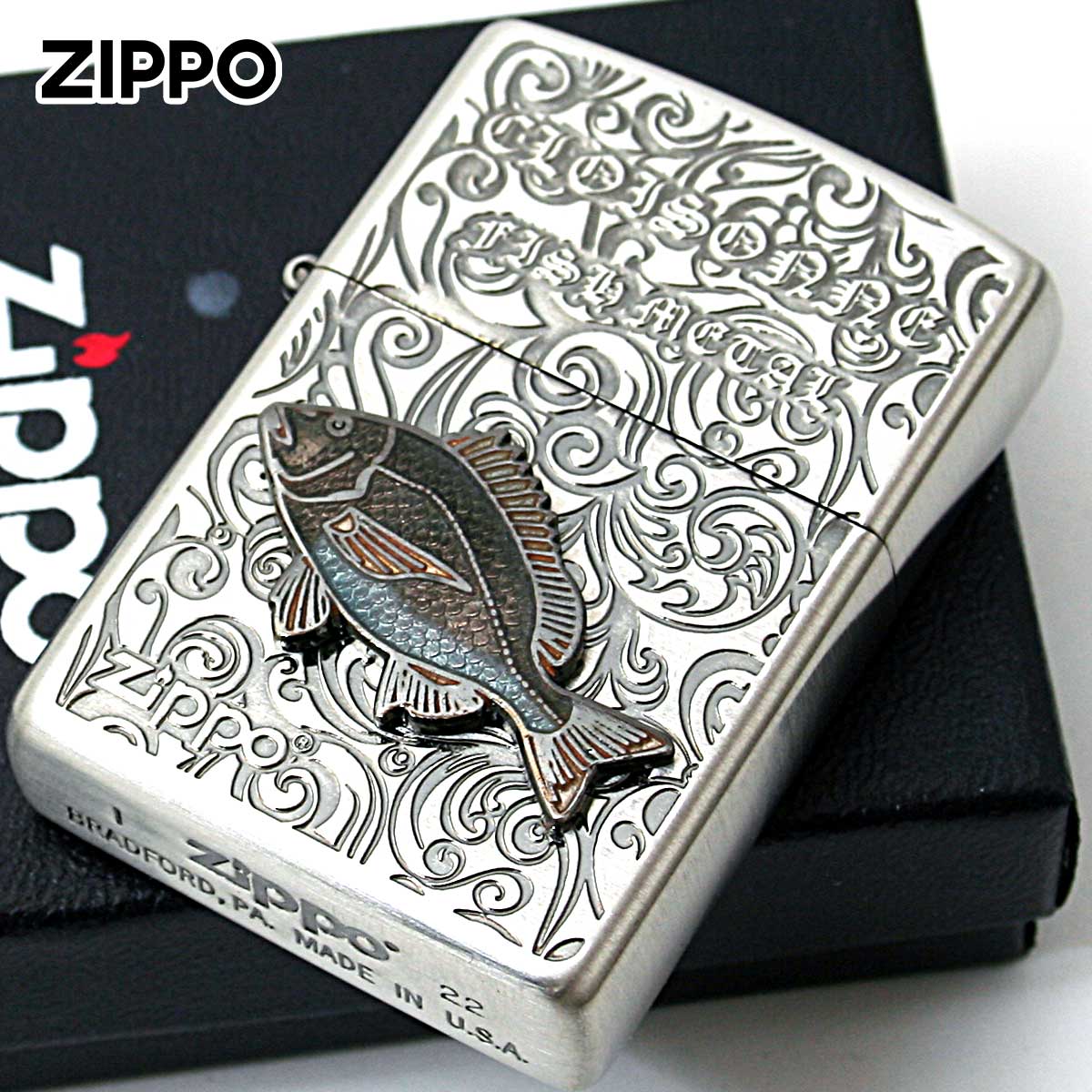 Zippo ジッポー 黒鯛 クロダイ ヴィンテージ 七宝メタル 海水魚 Vintage Cloisonne fish metal Salt Water Fish AN-クロダイ
