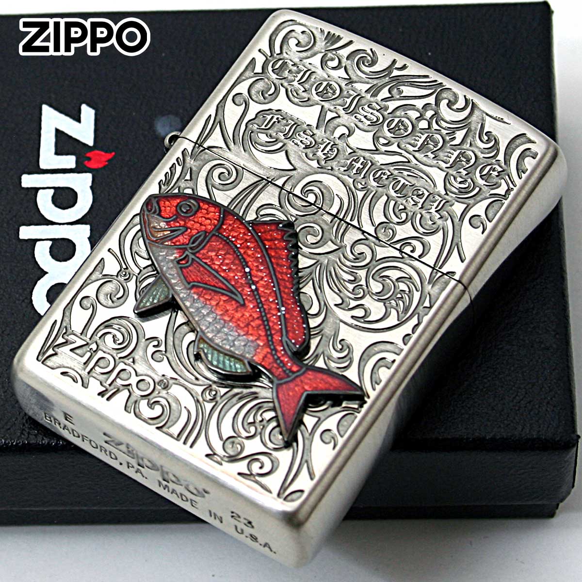 Zippo ジッポー 真鯛 ヴィンテージ 七宝メタル 海水魚 Vintage Cloisonne fish metal Salt Water Fish AN-マダイ