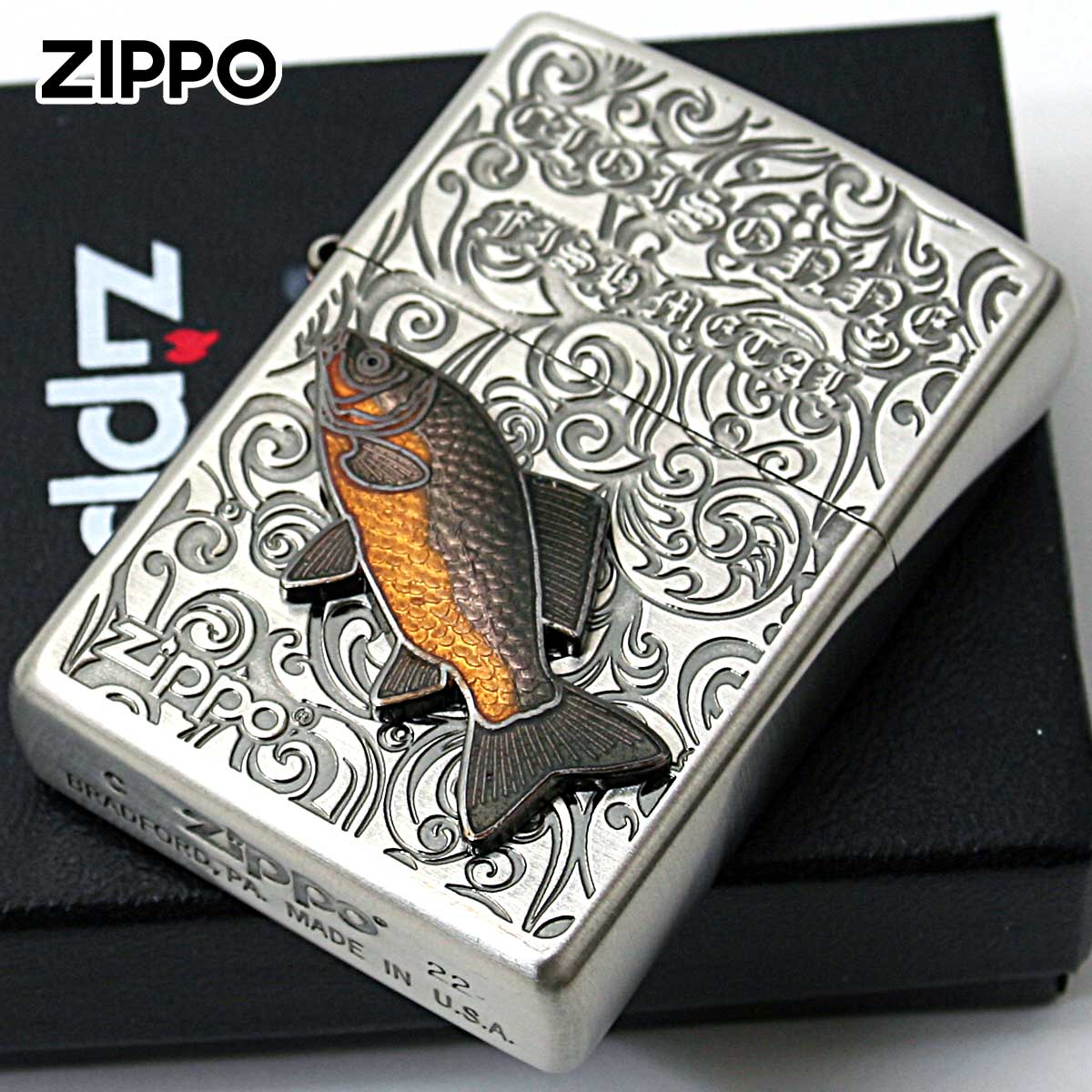 Zippo ジッポー 鯉 コイ ヴィンテージ 七宝メタル 淡水魚 Vintage Cloisonne fish metal Fresh Water Fish AN-コイ