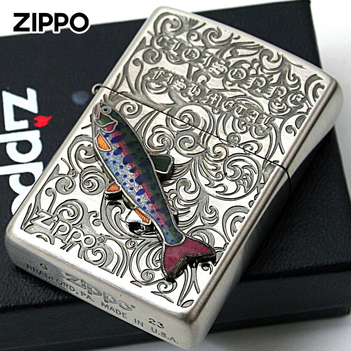 Zippo ジッポー ヤマメ ヴィンテージ 七宝メタル 淡水魚 Vintage Cloisonne fish metal Fresh Water Fish AN-ヤマメ