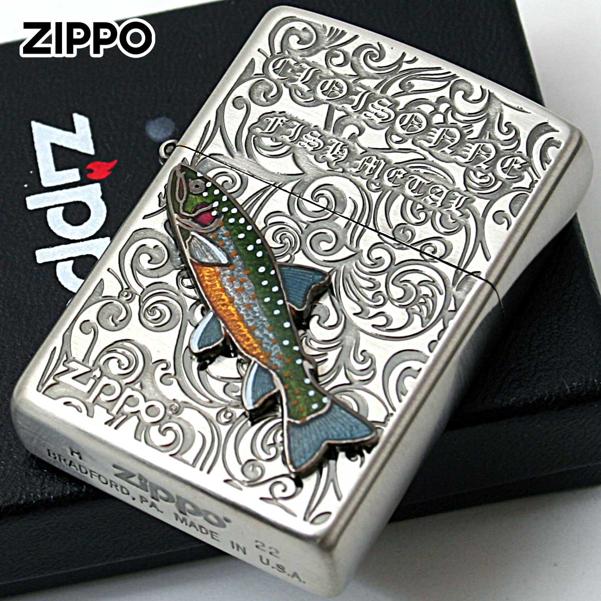 Zippo ジッポー イワナ ヴィンテージ 七宝メタル 淡水魚 Vintage Cloisonne fish metal Fresh Water Fish AN-イワナ