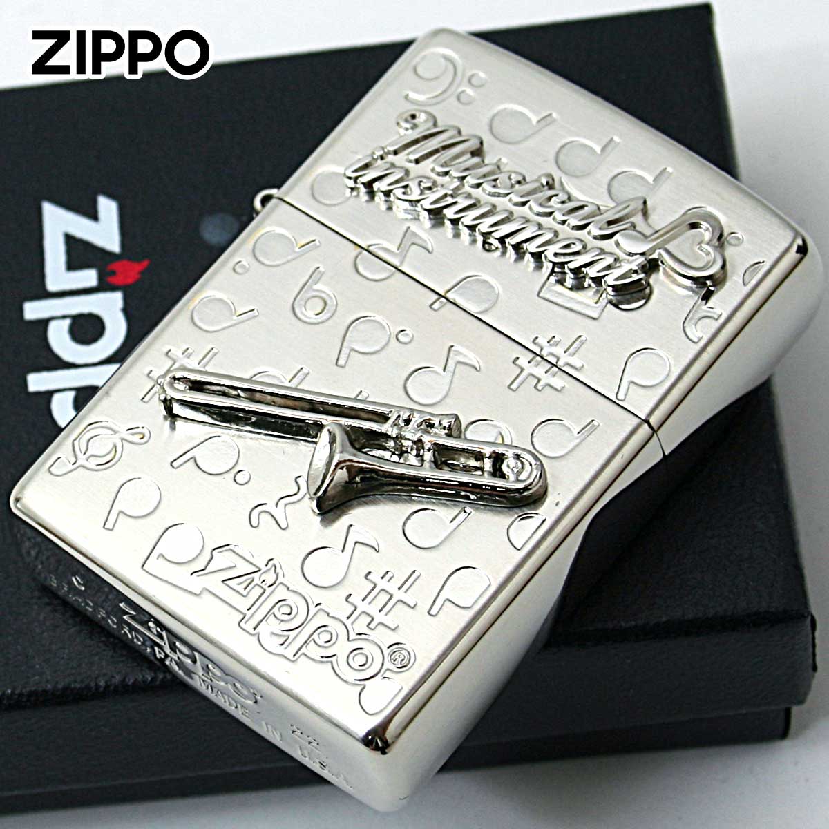 Zippo ジッポー トロンボーン 楽器 メタル Musical instrumet White Nickel SATIN WNS-トロンボーン