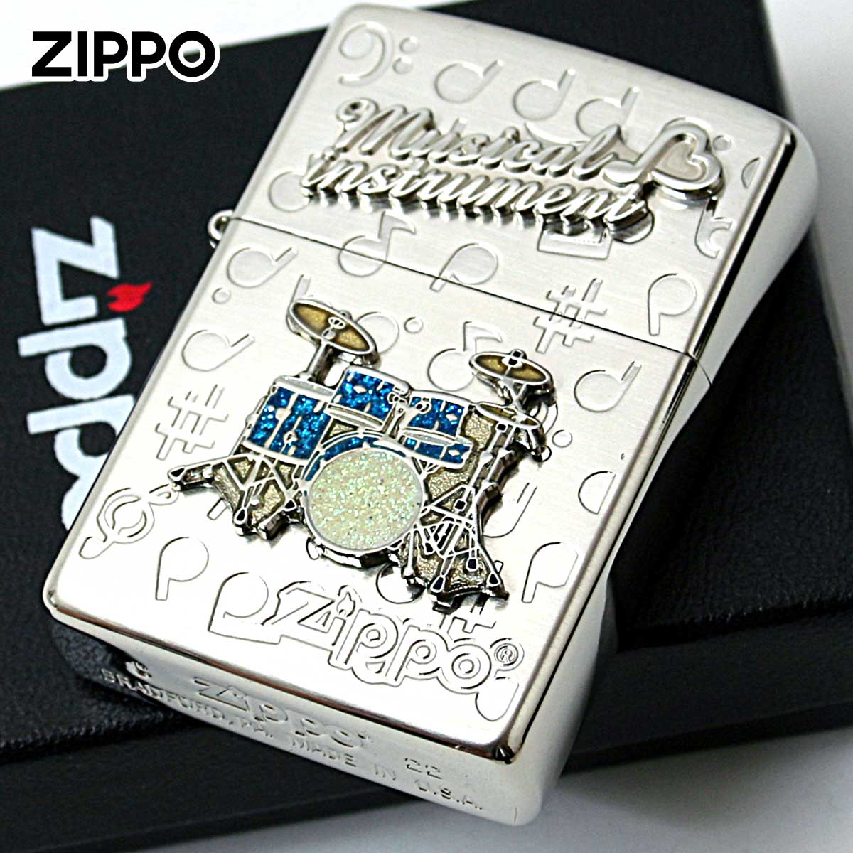 Zippo ジッポー ドラム 楽器 メタル Musical instrumet White Nickel SATIN WNS-ドラム