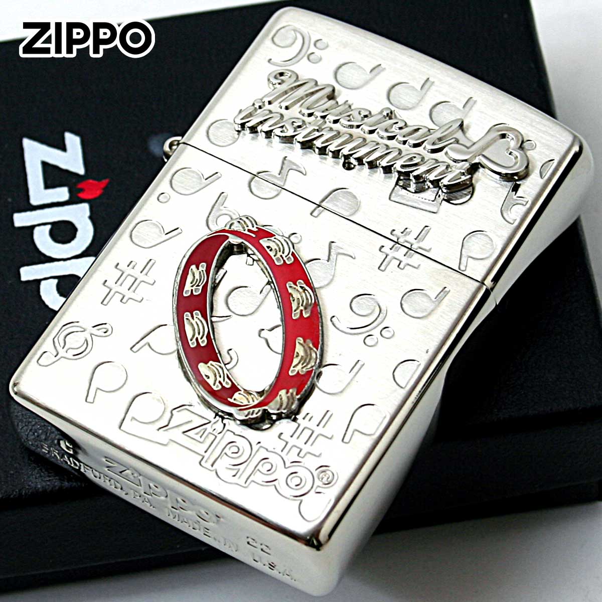 Zippo ジッポー タンバリン 楽器 メタル Musical instrumet White Nickel SATIN WNS-タンバリン