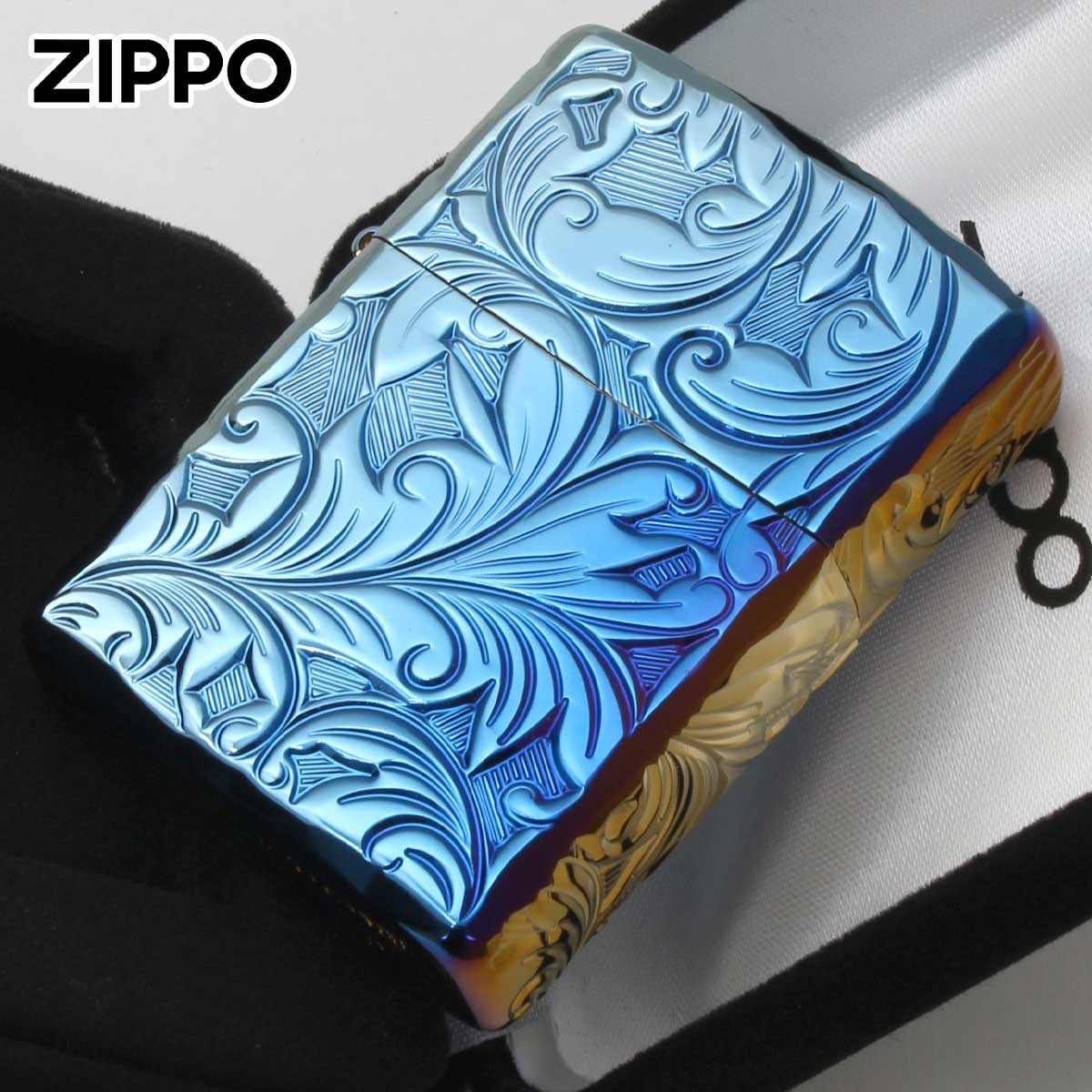 Zippo ジッポー アーマー リーフ 5面立体彫刻 レインボー チタニュームコーティング ARMOR 5NC-LEAF ゴールドタンク TC RAINBOW