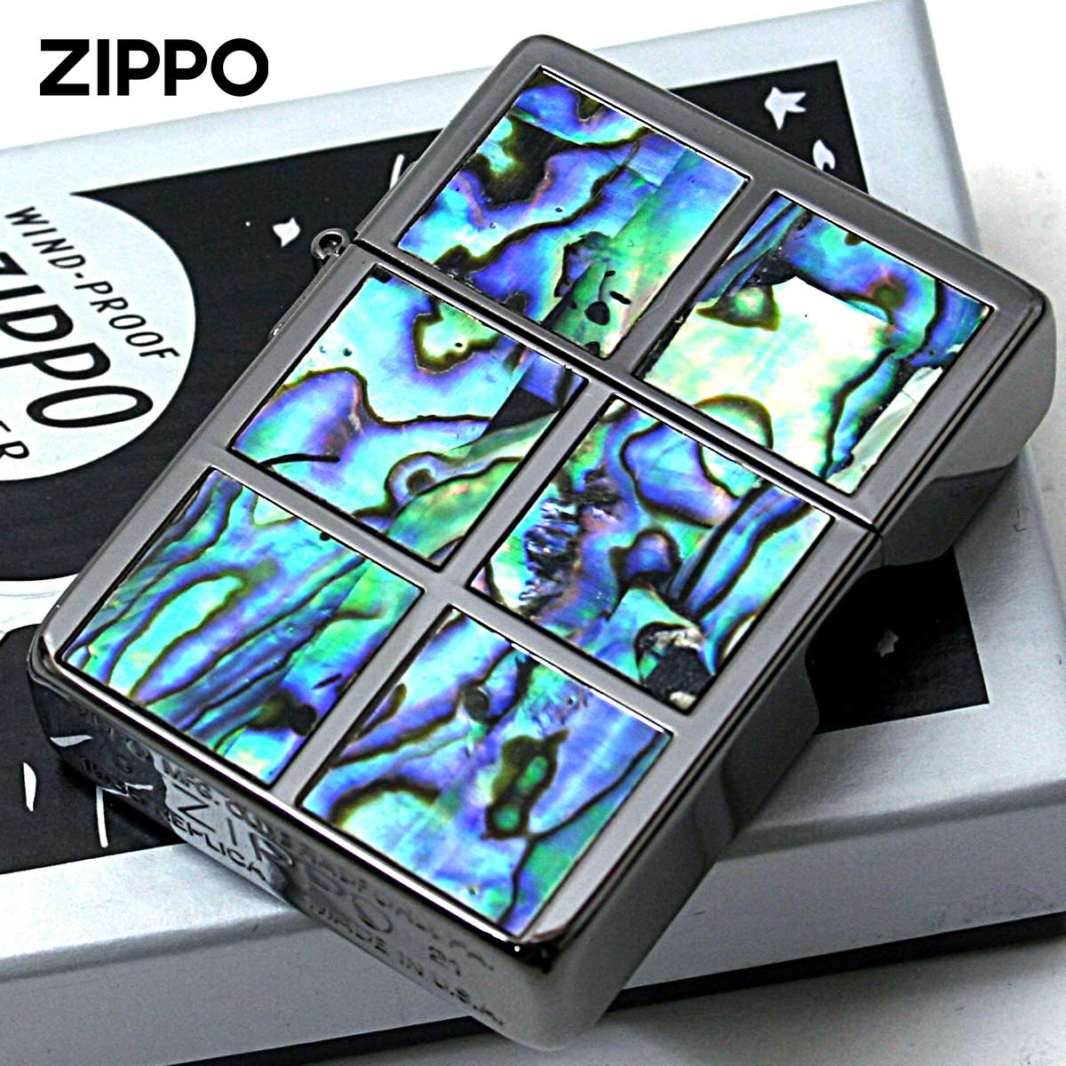 Zippo ジッポー 1935レプリカ シェル 貝 インレイ 象嵌 スクエア 両面加工 ブラックニッケル Replica Square Shell NB