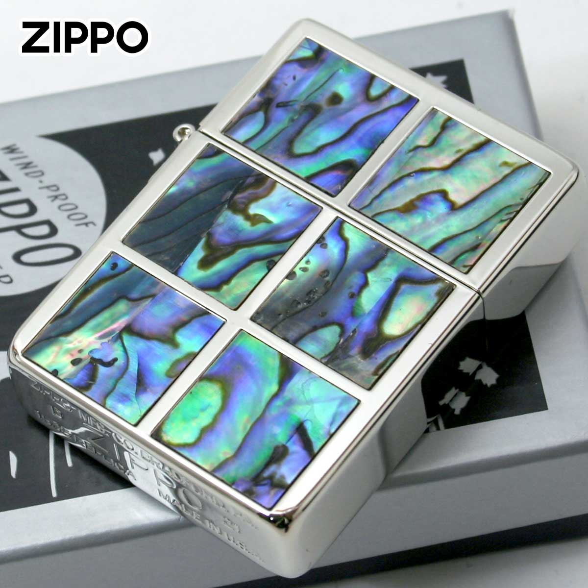 Zippo ジッポー 1935レプリカ シェル 貝 インレイ 象嵌 スクエア 両面加工 ホワイトニッケル Replica Square Shell WN