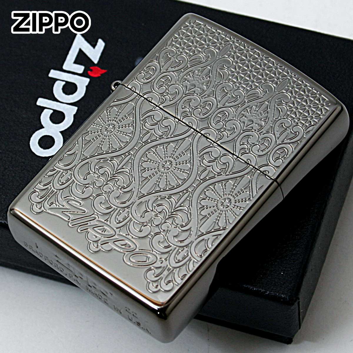 Zippo ジッポー ヨーロピアン レース グレー European Lace Titanium Coating Black Gray