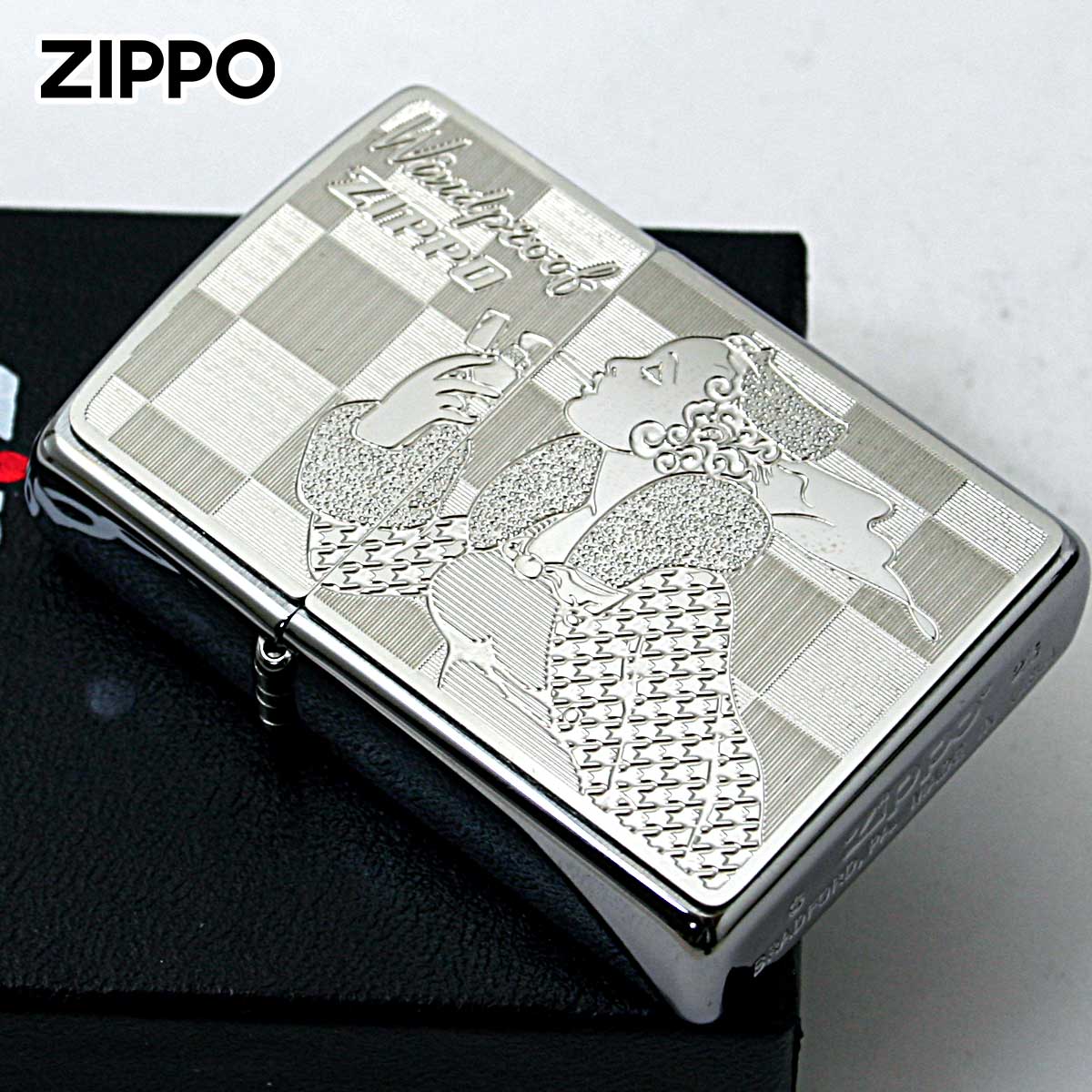 Zippo ジッポー ウィンディー メタルプレート ホワイトニッケル Windy Metal White Nickel Plate 2MP-WINDY メール便可