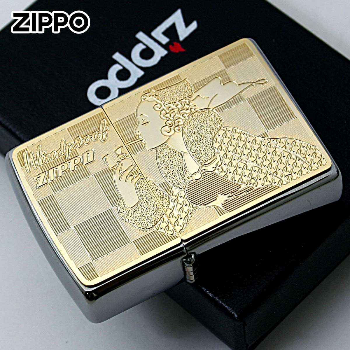 Zippo ジッポー ウィンディー メタルプレート 金メッキ Windy Metal Gold Plate 2MP-WINDY GP メール便可
