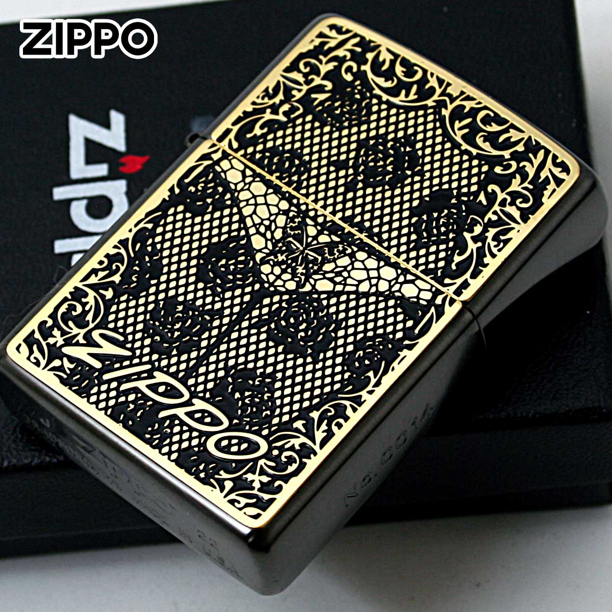 Zippo ジッポー ランジェリー セクシー 蝶々 バタフライ 両面加工 ネオブラック ゴールド W Sexy Black Metal Neo Black BM G