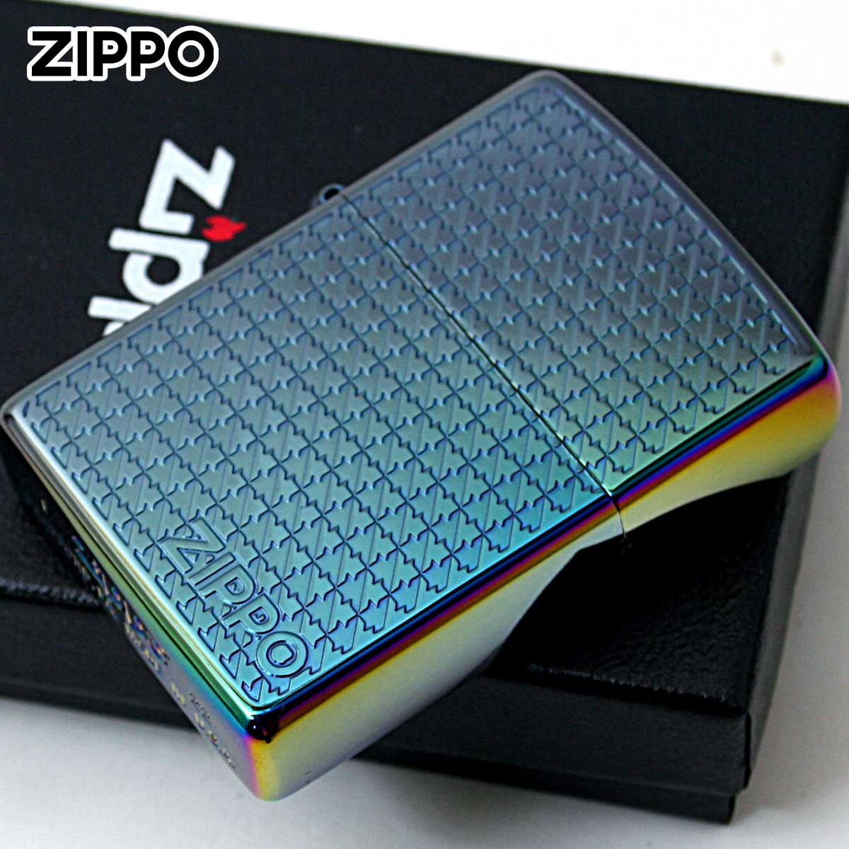 Zippo ジッポー 千鳥格子 チタニュームコーティング レインボー Houndstooth Titanium Coationg TC-Rainbow メール便可