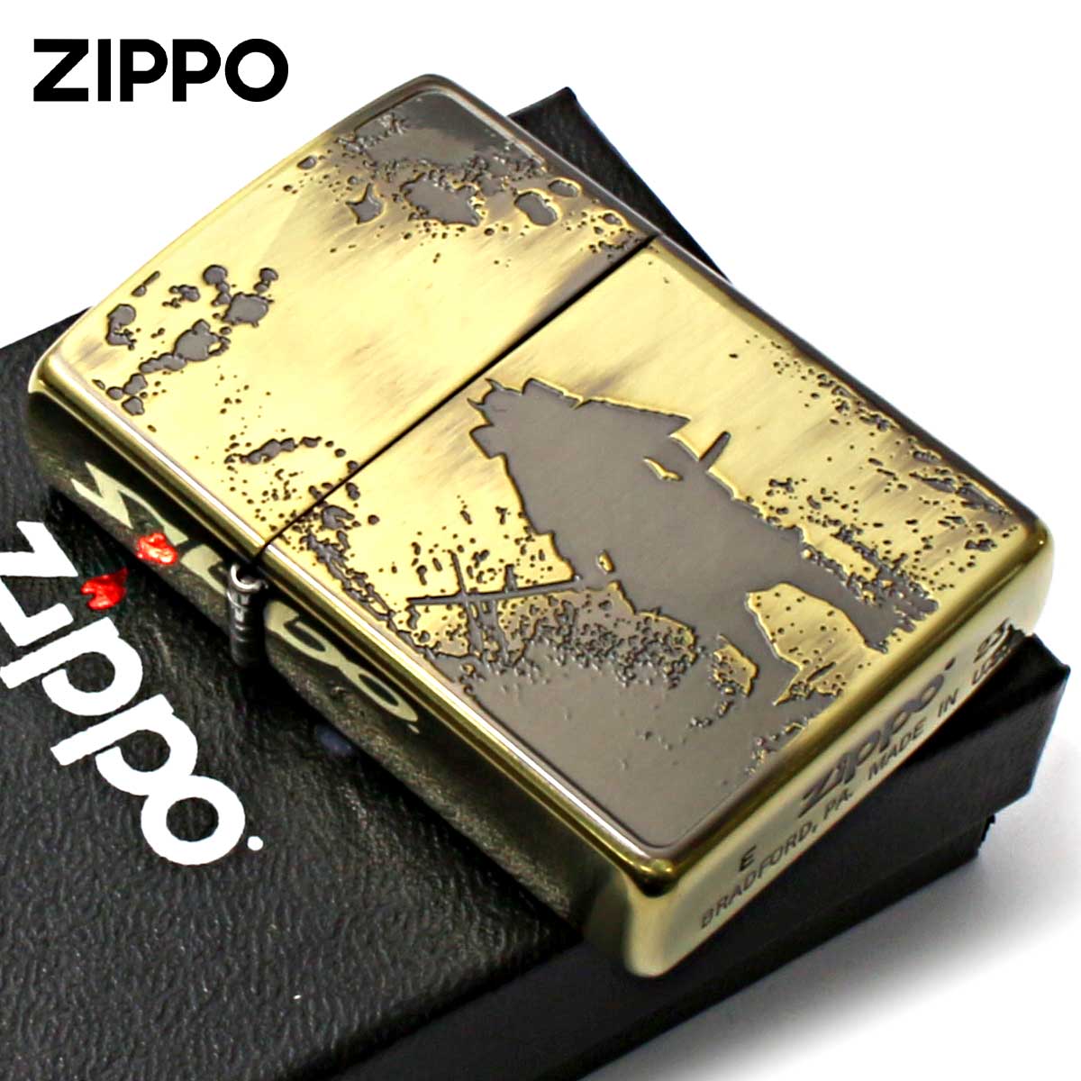 Zippo ジッポー 武者 ムシャ 和柄 鎧 兜 ブラス 真鍮 いぶし BO メール便可