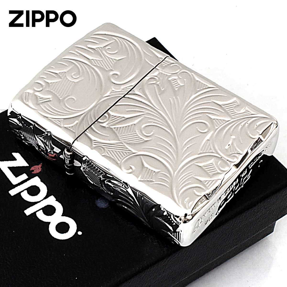 Zippo ジッポー アーマー ARMOR 5面立体 NC彫刻 リーフ 葉 プラチナコーティング 5NC-LEAF P