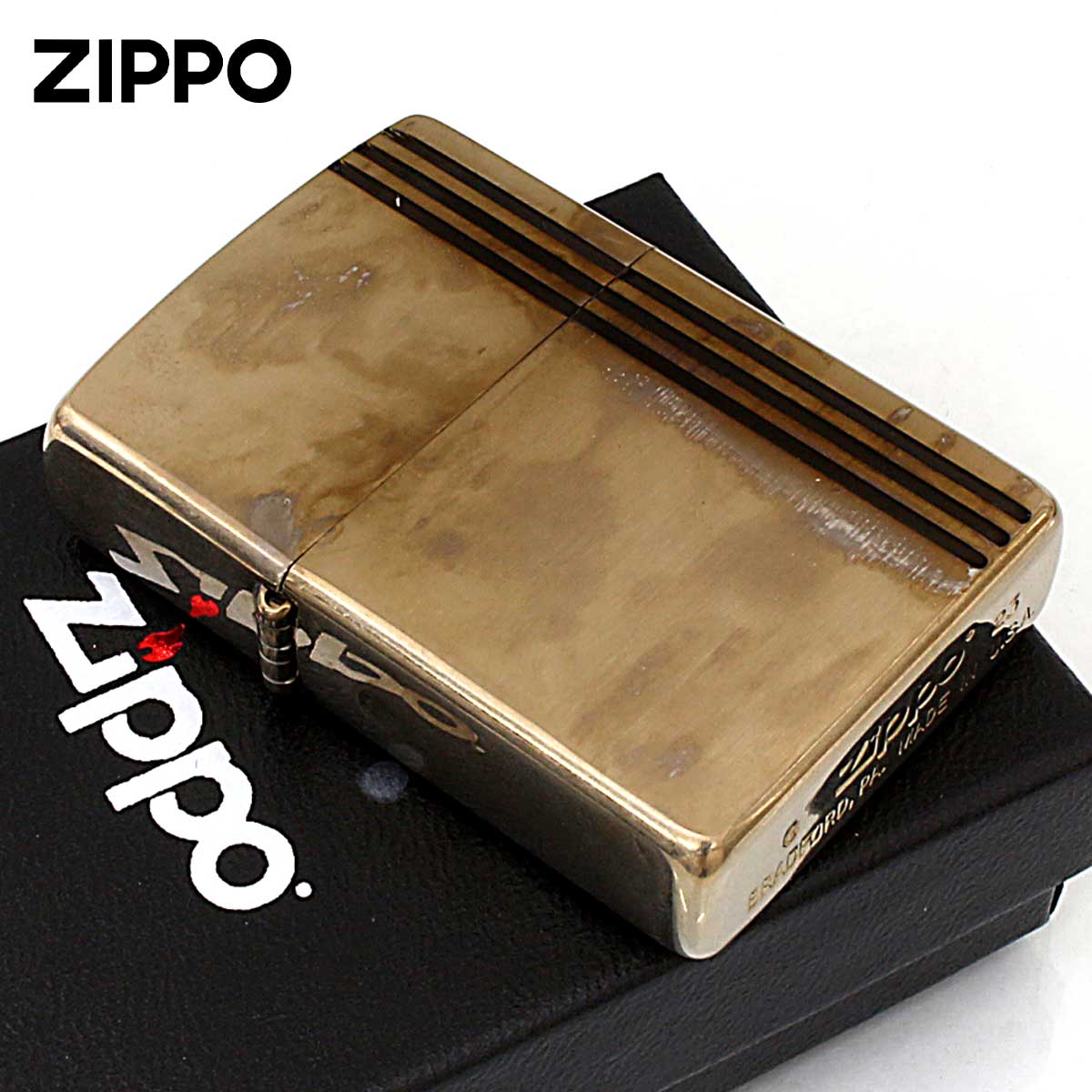 Zippo ジッポー ビンテージ風 ユーズド ストライプ Vintage style V・stripe メール便可