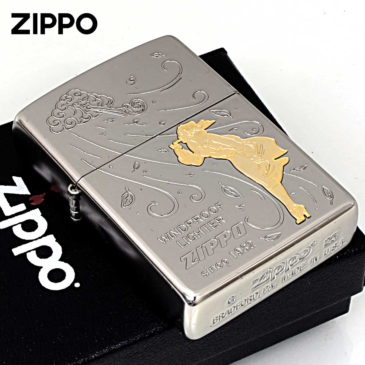 Zippo ジッポー Windy Wind ウインディ 風の中 ホワイトニッケル Wh メール便可