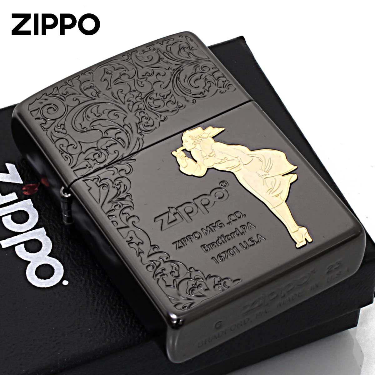 Zippo ジッポー Windy Arabesque ウインディ アラベスク ブラック Bk メール便可