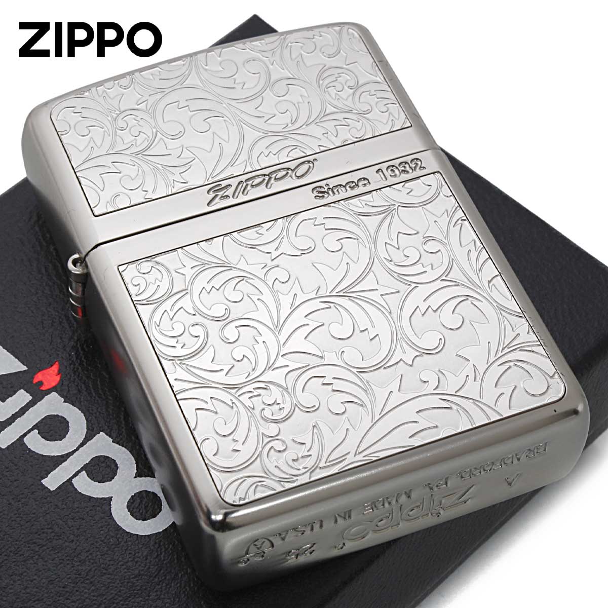 Zippo ジッポー ARMOR アーマー 唐草 アラベスク プレート ホワイトニッケル Wn