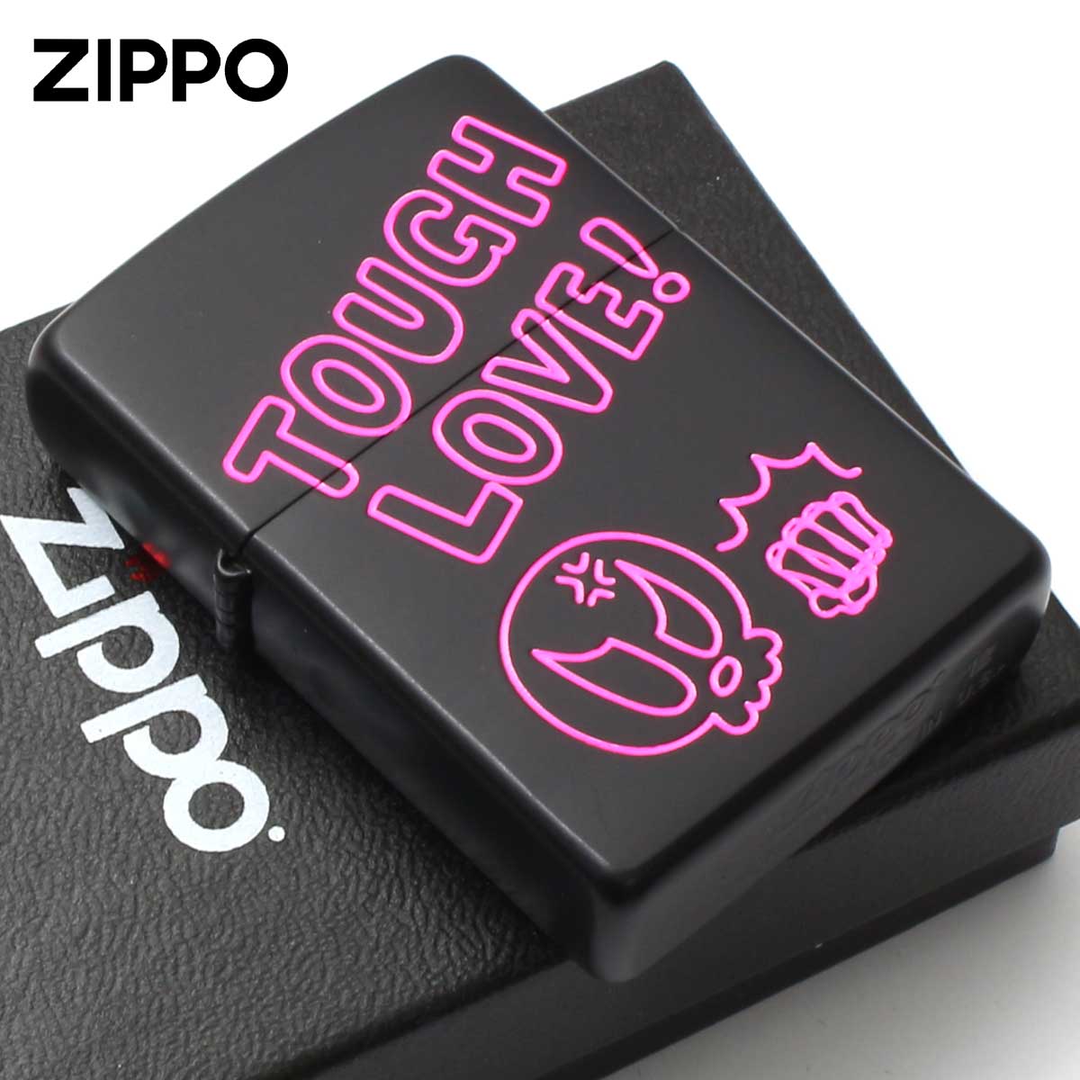 Zippo ジッポー スカル 骸骨 ブラックマット 愛の鞭 FUNNY SKULL TOUGH LOVE 2BK-TOUGH メール便可