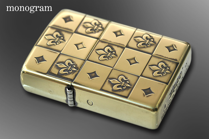 Zippo ジッポー モノグラム柄 ユリの紋章 ブラスいぶし MONOGRAM 2BI-YRMONO メール便可