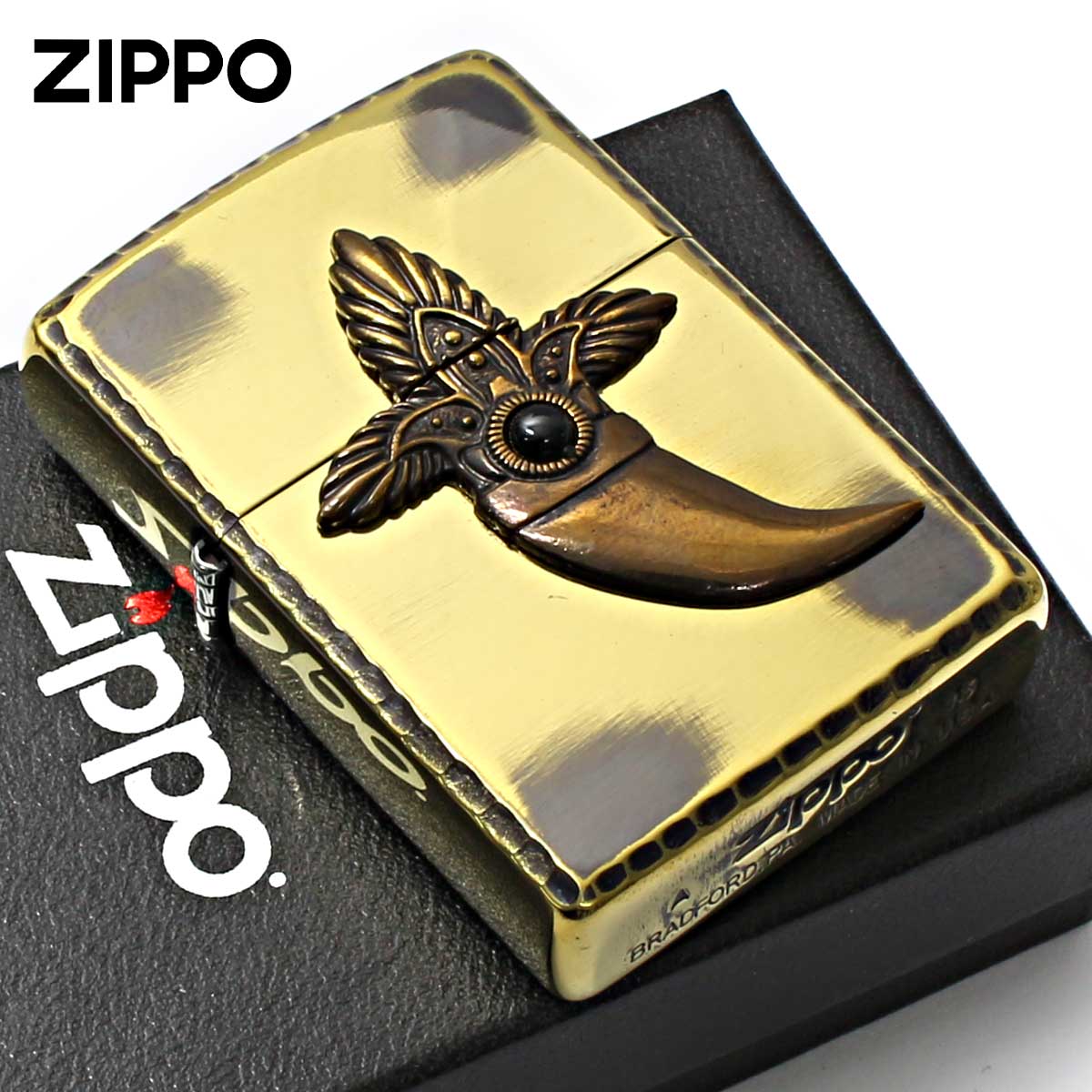 Zippo ジッポー インディアンジュエリー エンブレム ブラスいぶし INDIAN EMBLEM 2BIMO-FANG メール便可