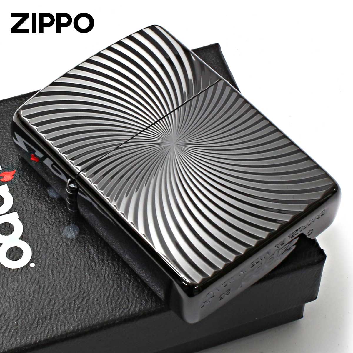 Zippo ジッポー アーマー 彫刻 WAVE ウェーブ 模様 両面加工 チタニュームコーティング ブラックARMOR TITANIUM COATING 62TIBK-WAVE