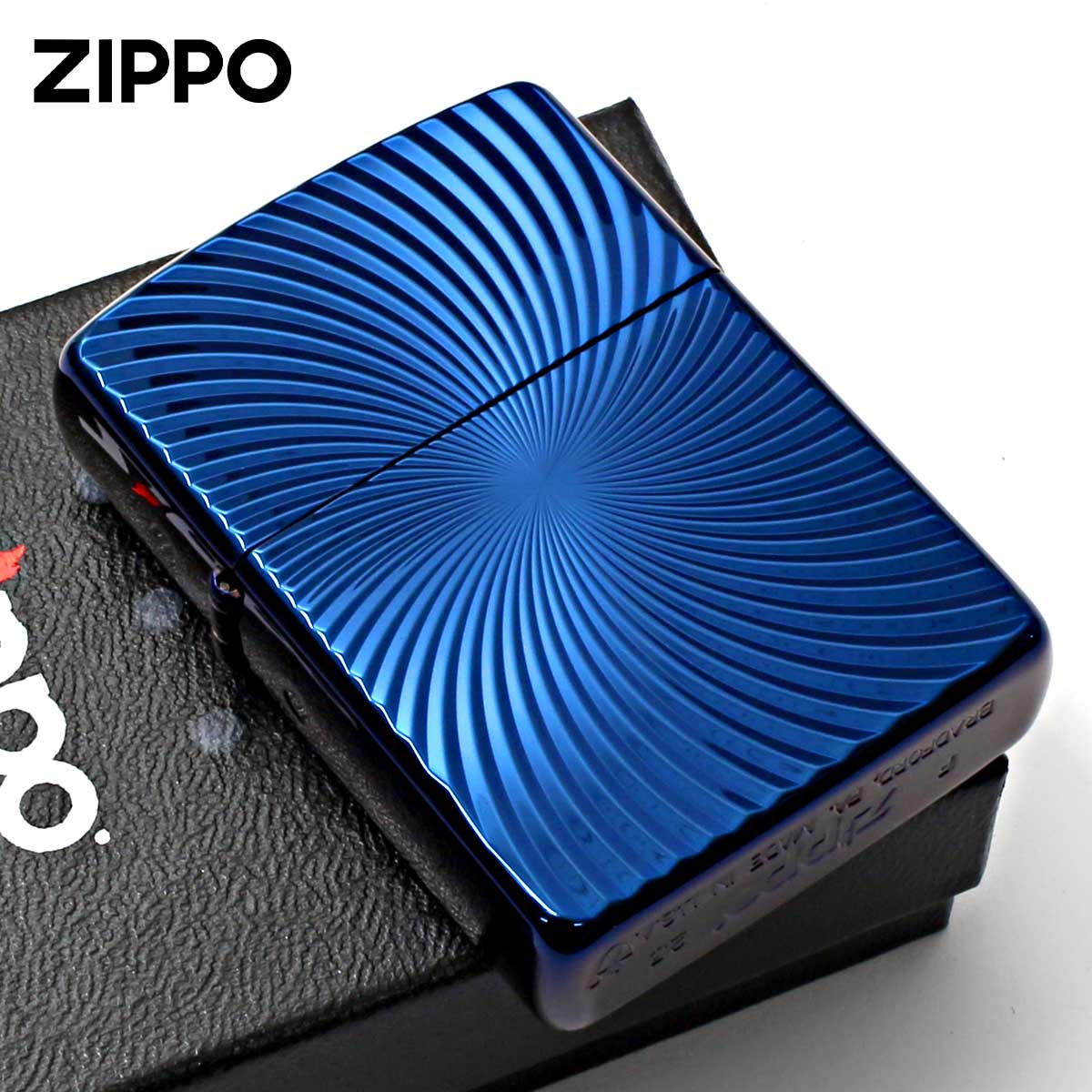 Zippo ジッポー アーマー 彫刻 WAVE ウェーブ 模様 両面加工 チタニュームコーティング ブルー ARMOR TITANIUM COATING 62TIBL-WAVE