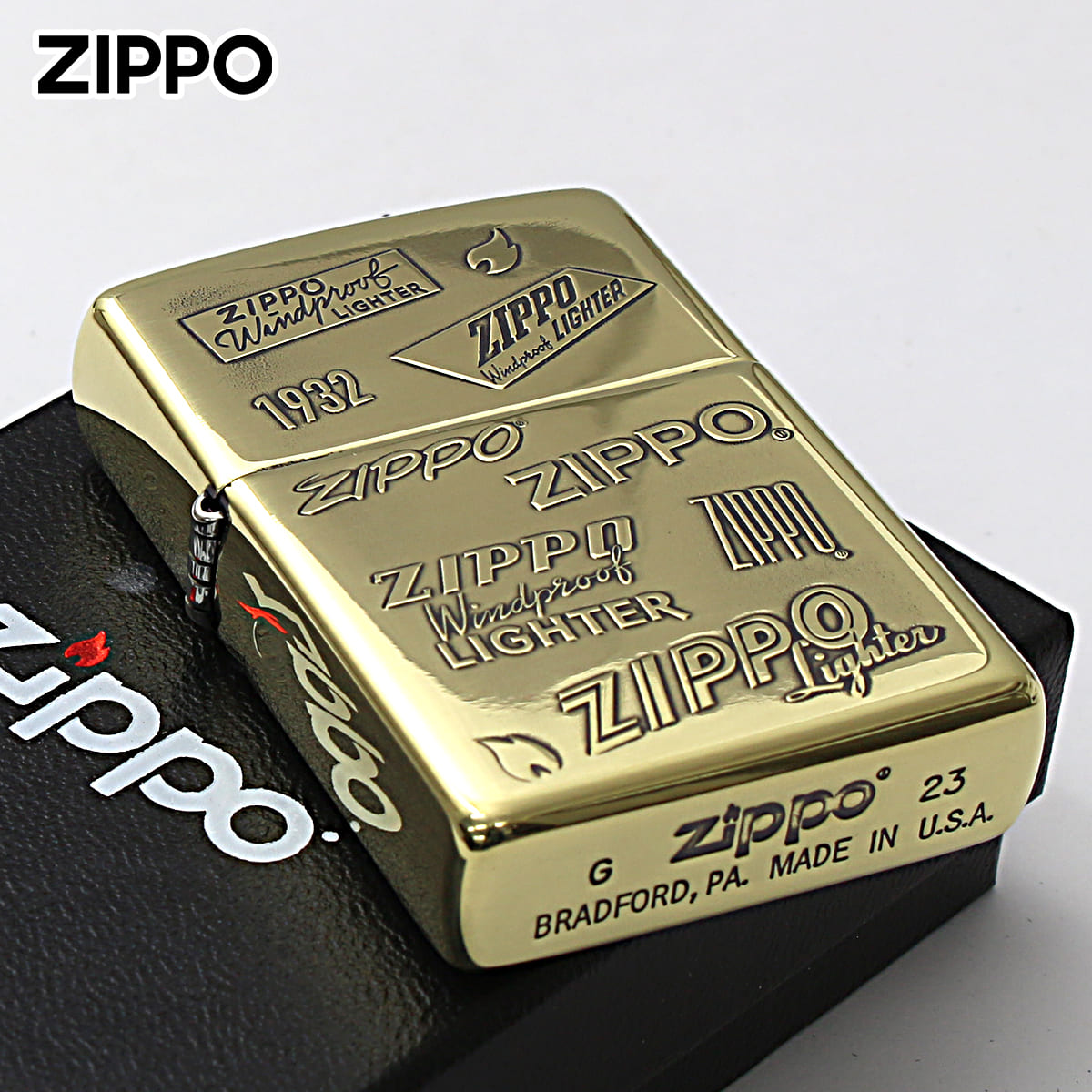 Zippo ジッポー 歴代 ジッポー ロゴ 両面加工 ブラスいぶし ZIPPO LOGO 2BI-ZLOGO メール便可