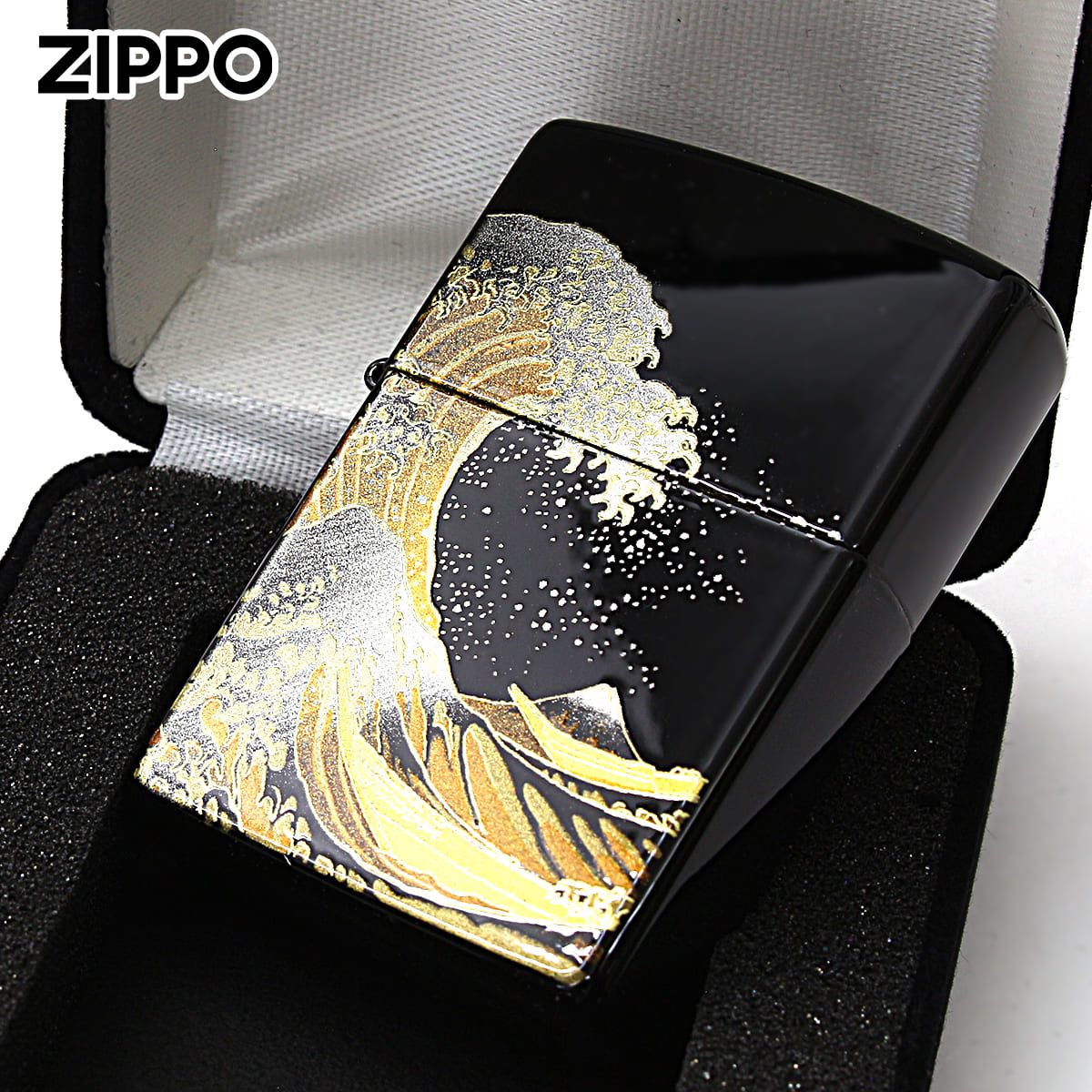 Zippo ジッポー 本金蒔絵 波富士 伝統工芸 和柄 ゴールドタンク 2LA-NAMIFUJI