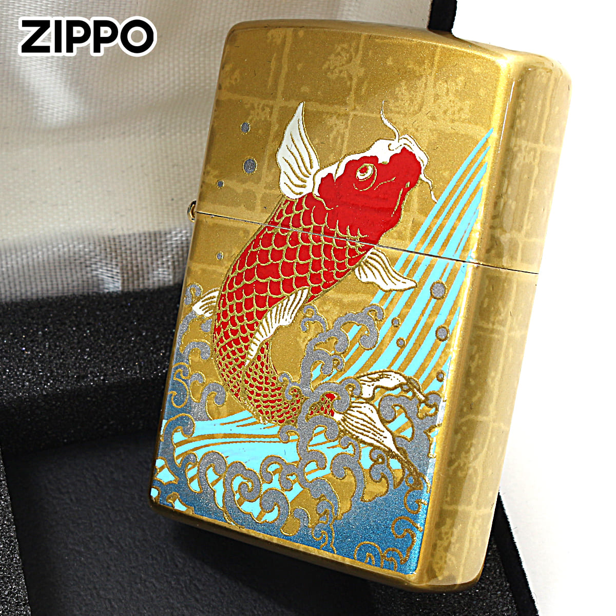 Zippo ジッポー 本金蒔絵 鯉 カープ 伝統工芸 和柄 ゴールドタンク 2LAG-CARP