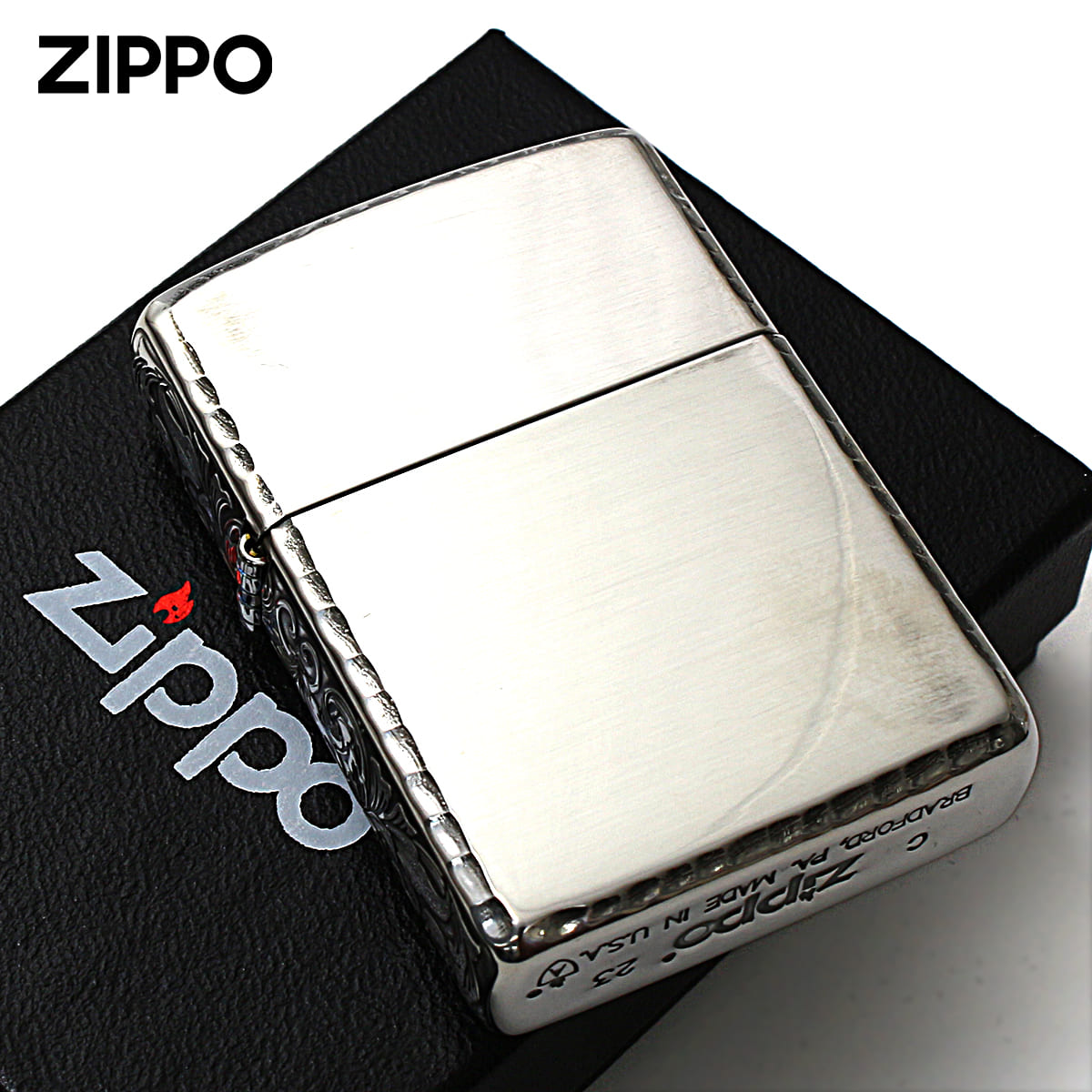 Zippo ジッポー アーマー サイド アラベスク 唐草 コーナーリューター加工 銀メッキ ARMOR SIDE ARABESQNE 162SI-3ARART