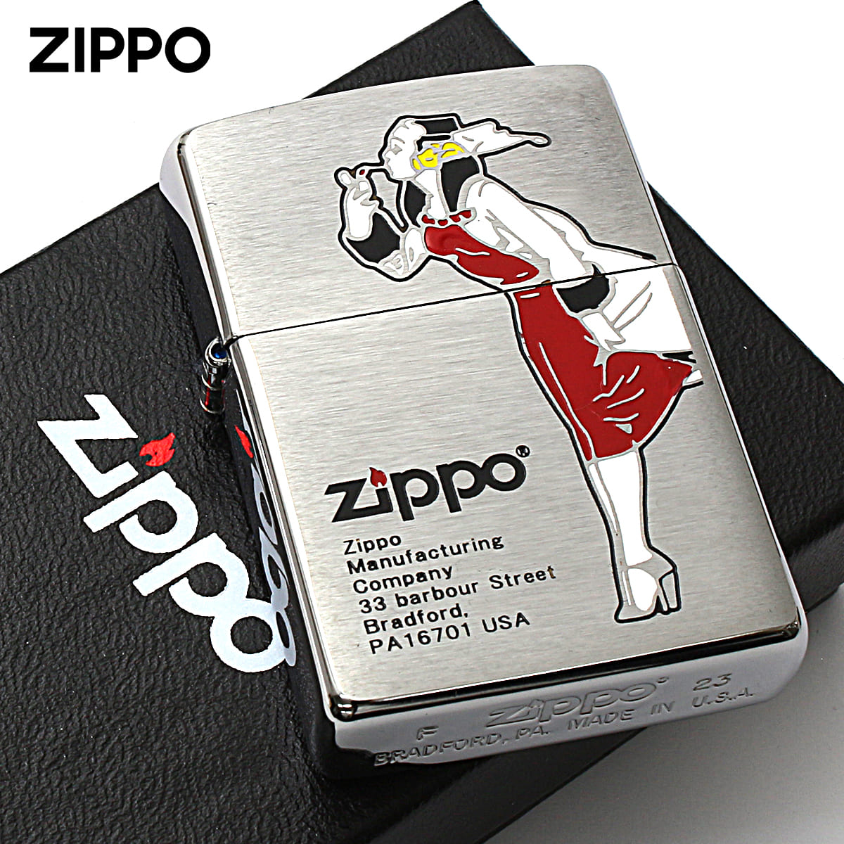 Zippo ジッポー ウインディ ウインドプルーフ レディ オールドデザイン レッド WINDY DESIGN 200-WINDYRED メール便可