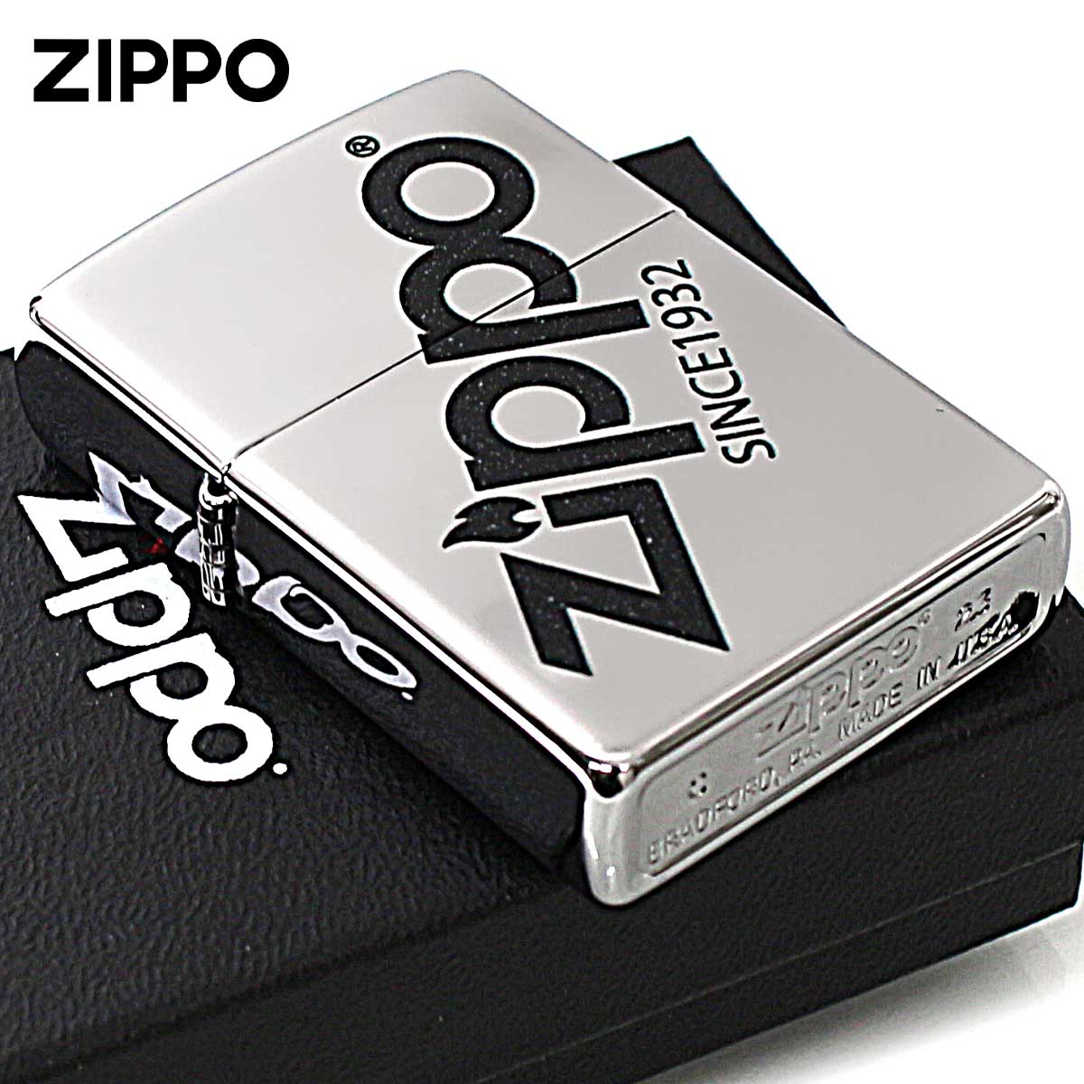 Zippo ジッポー ジッポ ロゴ ZIPPO LOGO クロムメッキ 古美仕上げ ブラック 25C-LOGOBK