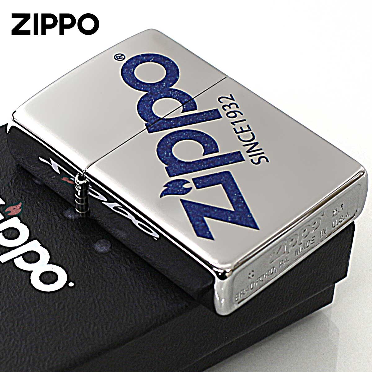Zippo ジッポー ジッポ ロゴ ZIPPO LOGO クロムメッキ 古美仕上げ ブルー 25C-LOGOBL