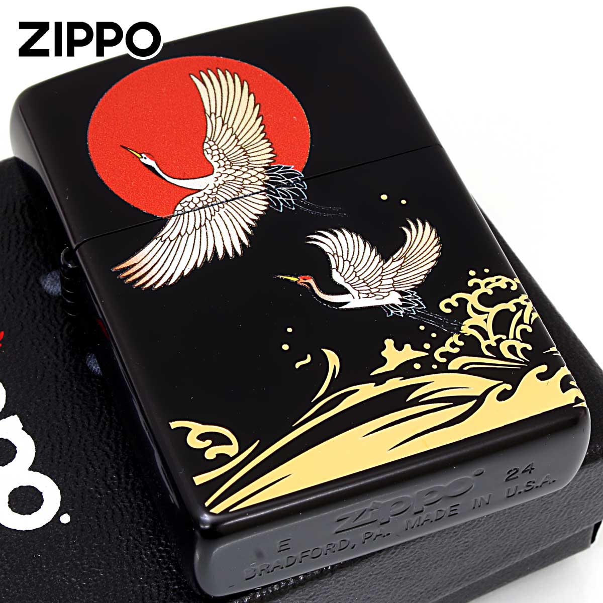 Zippo ジッポー 和柄 日本 美 波 鶴 太陽 2BKG-CRANE