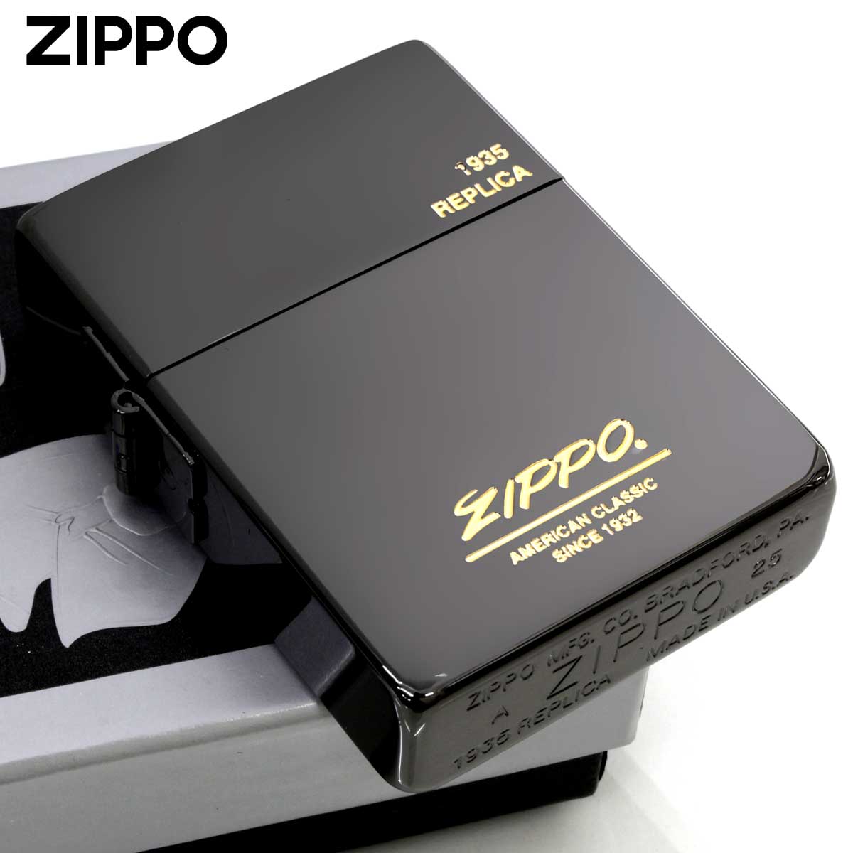 Zippo ジッポー 1935レプリカ OLD LOGO オールドロゴ ブラック 金 35BKG-OLDLG