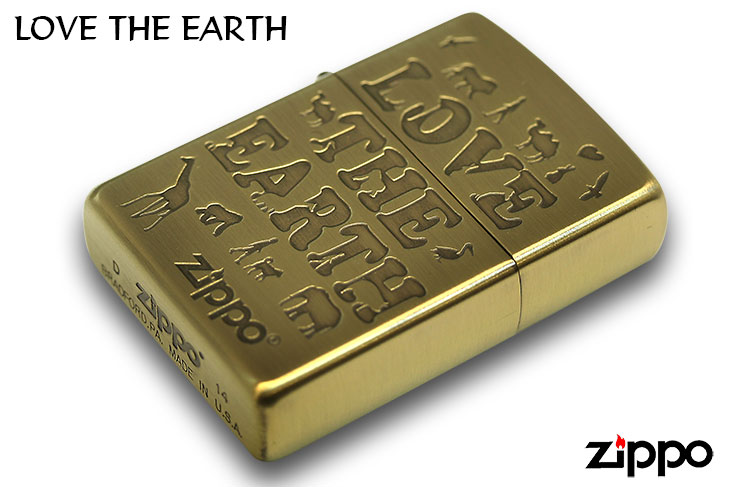 Zippo ジッポー アニマル シルエット 世界平和 真鍮 ブラス 古美 LOVE THE EARTH MTB16J 2LE-BB メール便可